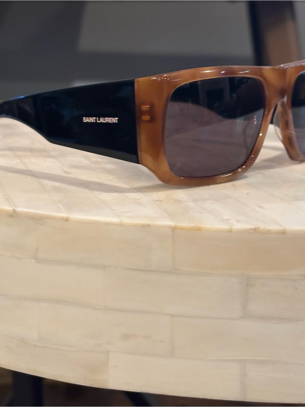 NEW with tags Authentic Saint Laurent Rectangular Sunglasses - Havana/Black - Picture 9 of 14